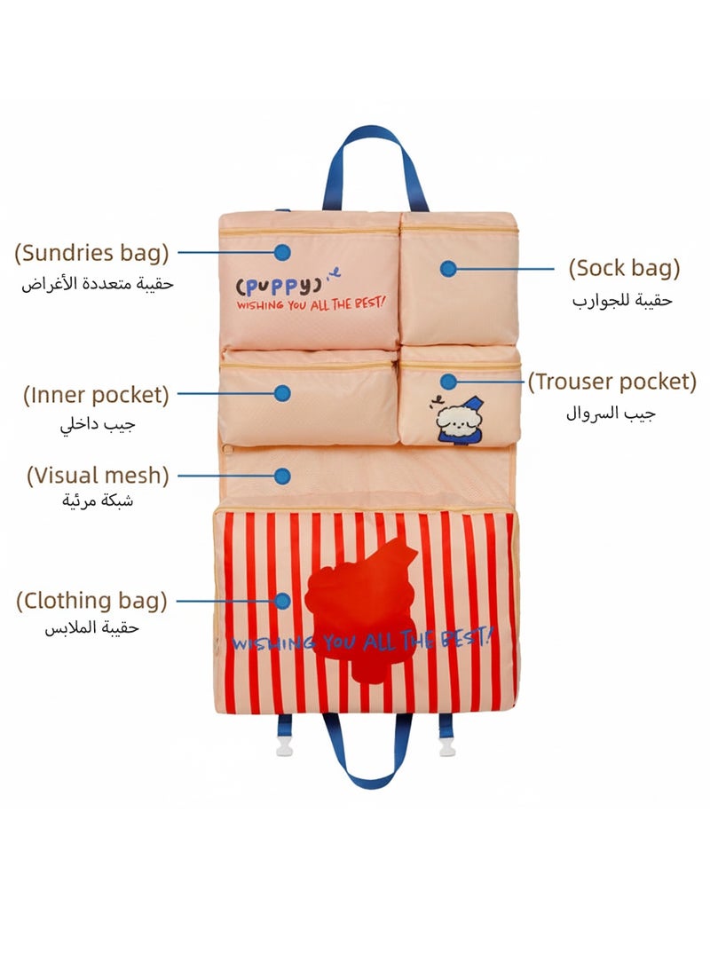 مجموعة منظمات السفر العائلية – 8 قطع للبالغين + منظم معلق للأطفال 6 في 1، أكياس تخزين خفيفة وقابلة للطي للحقائب - Image 4